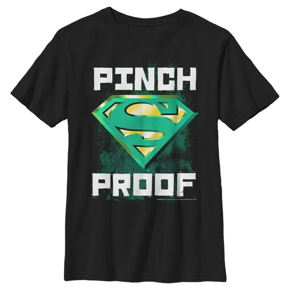 Boy's Superman St. Patrick's Day Pinch Proof Logo Graphic Tee Black X Small