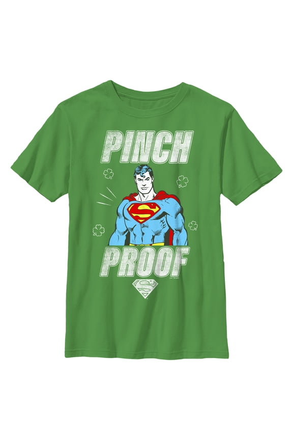 Boy's Superman St. Patrick's Day Pinch Proof Man of Steel Graphic Tee Kelly Green Small