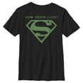 thumbnail image 1 of Boy's Superman St. Patrick's Day Who Needs Luck?  Graphic Tee Black Small, 1 of 5