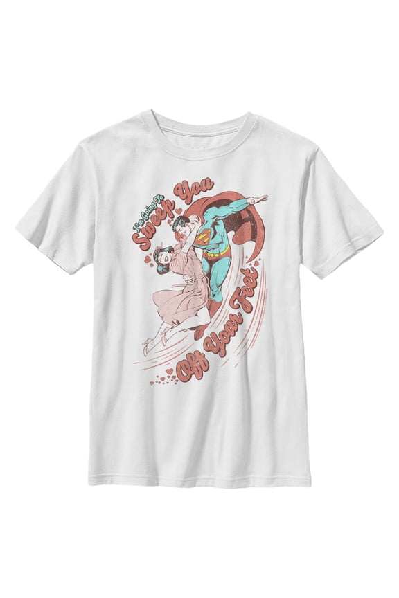 Boy's Superman Valentine's Day Sweep You Off Your Feet  Graphic Tee White X Small