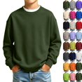 thumbnail image 1 of Boy's Sweatshirt Long Sleeve Crewneck Basic Pullover Sweater | Casual Athletic Fall Clothes Army Green,7-8 Years, 1 of 6