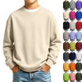 thumbnail image 1 of Boy's Sweatshirt Long Sleeve Crewneck Basic Pullover Sweater | Casual Athletic Fall Clothes Beige,13-14 Years, 1 of 6