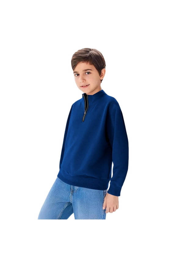 Boy's Sweatshirt Long Sleeve Quarter Zip Mock Neck Pullover 2025 Fall Winter Casual Tops Solid Activewear Running Jacket
