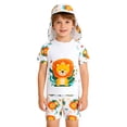 thumbnail image 1 of Boy's Swimsuits Long Sleeve Rash Guard Coconut Letter Print Trunks Cap 3 Pcs Beachwear, 1 of 9