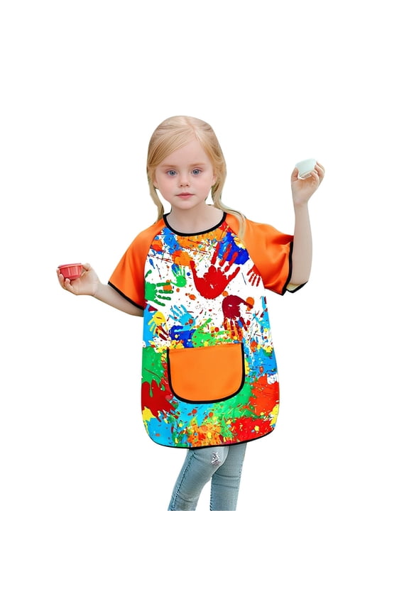 Boy's T Shirts Art Smock Sleeve Painting Apron Craft Protective Coverall Pocket Kids Clothing