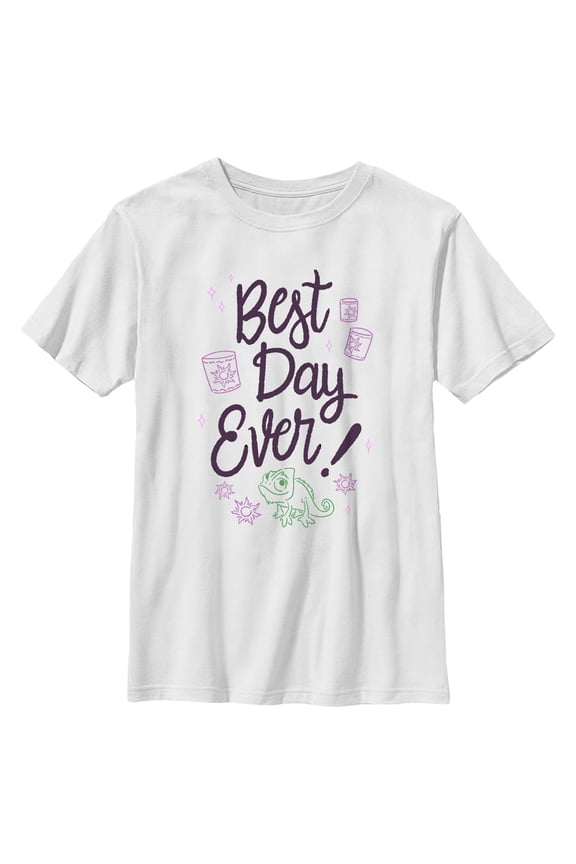Boy's Tangled Best Day Ever Pascal Graphic Tee White Medium