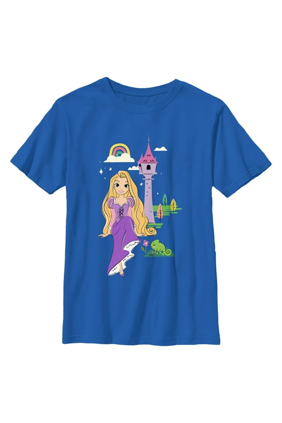Boy's Tangled Cartoon Rapunzel Graphic Tee Royal Blue Large