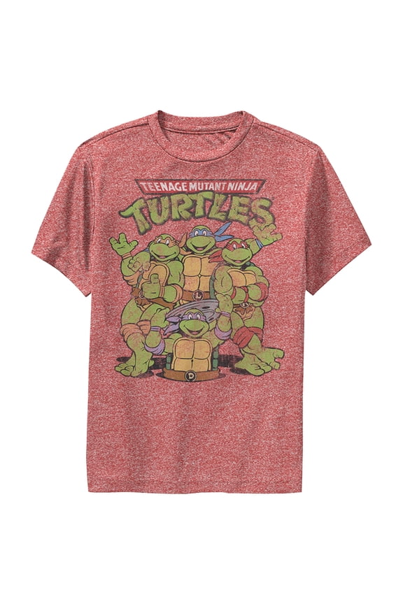 Boy's Teenage Mutant Ninja Turtles Best Friend Shot Performance Graphic Tee Red Heather Small