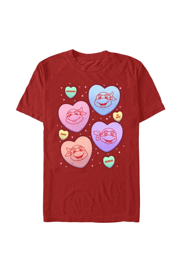 Boy's Teenage Mutant Ninja Turtles Candy Hearts Graphic Tee Red Small