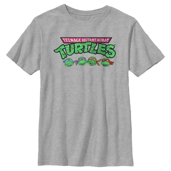 Boy's Teenage Mutant Ninja Turtles Distressed Character Lineup  Graphic Tee Athletic Heather Large