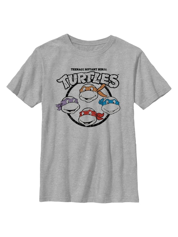 Boy's Teenage Mutant Ninja Turtles Distressed Group Logo Graphic Tee Athletic Heather Large