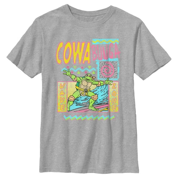 Boy's Teenage Mutant Ninja Turtles Distressed Wave Zone Michelangelo Graphic Tee Athletic Heather Large