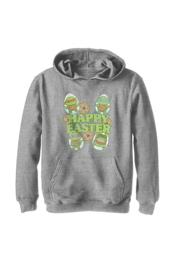 Boy's Teenage Mutant Ninja Turtles Happy Easter Cute Best Friends Pull Over Hoodie Athletic Heather Medium