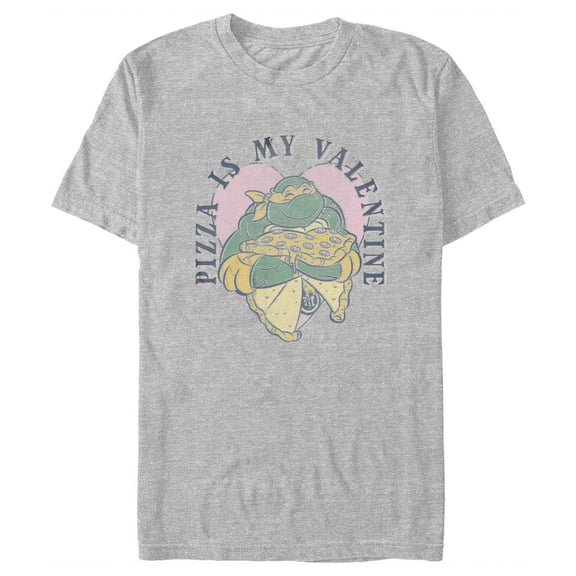 Boy's Teenage Mutant Ninja Turtles Michaelangelo Pizza is My Valentine Graphic Tee Athletic Heather Medium