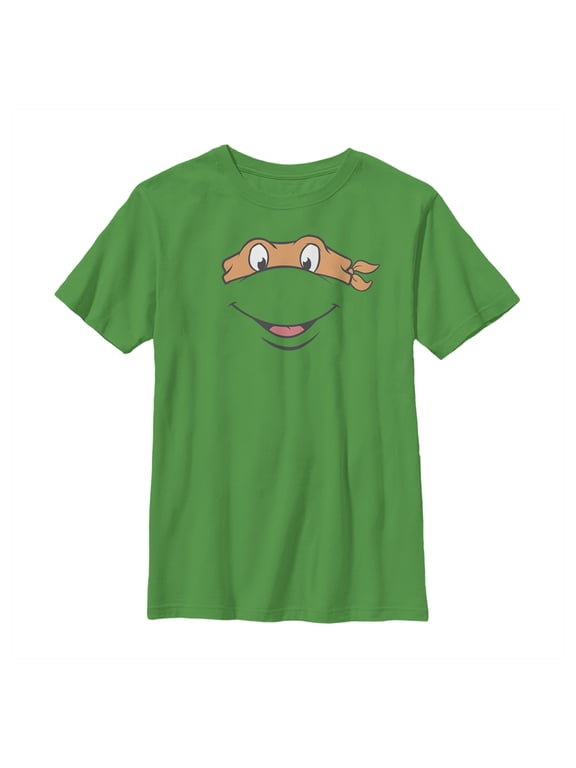 Boy's Teenage Mutant Ninja Turtles Michelangelo Face Graphic Tee Kelly Green X Large