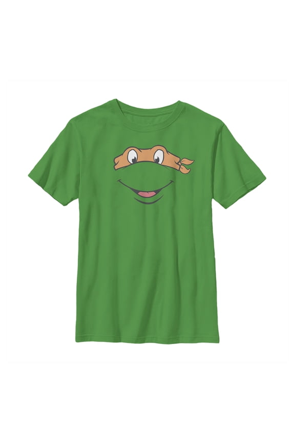 Boy's Teenage Mutant Ninja Turtles Michelangelo Face Graphic Tee Kelly Green X Small