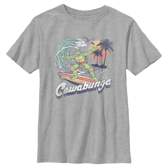Boy's Teenage Mutant Ninja Turtles Retro Cowabunga Michelangelo Graphic Tee Athletic Heather Large