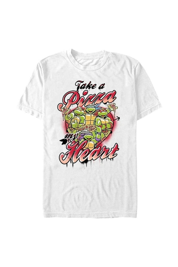 Boy's Teenage Mutant Ninja Turtles Take a Pizza My Heart Graphic Tee White Large