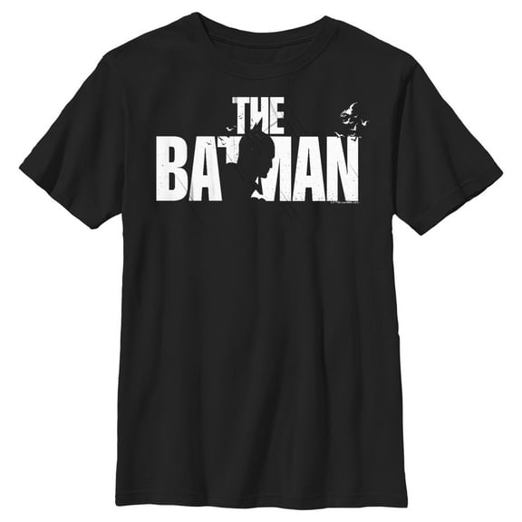Boy's The Batman Black and White Silhouette  Graphic Tee Black Small