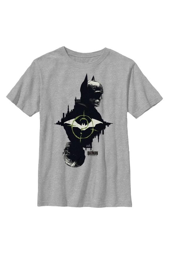 Boy's The Batman Mirror Riddler Skyline  Graphic Tee Athletic Heather Large