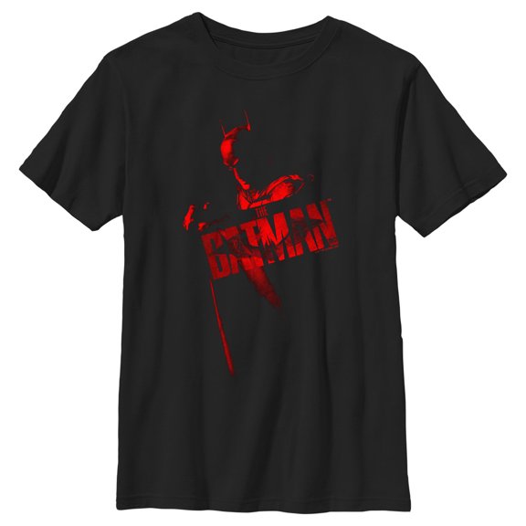 Boy's The Batman Red Shadows  Graphic Tee Black Large