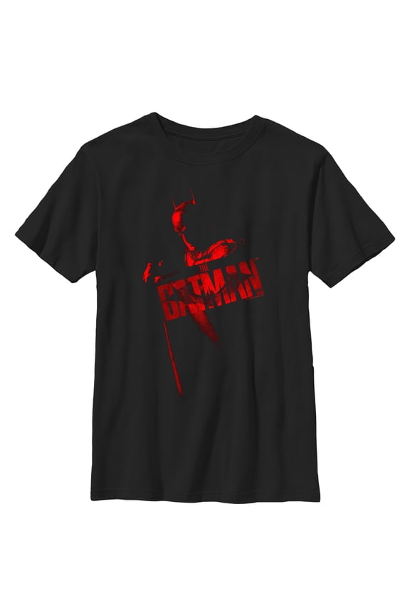 Boy's The Batman Red Shadows  Graphic Tee Black Large