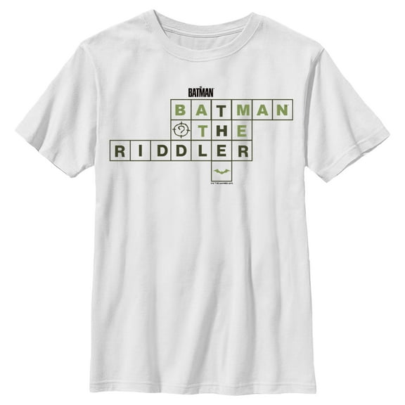 Boy's The Batman Riddler Crossword Puzzle  Graphic Tee White X Large
