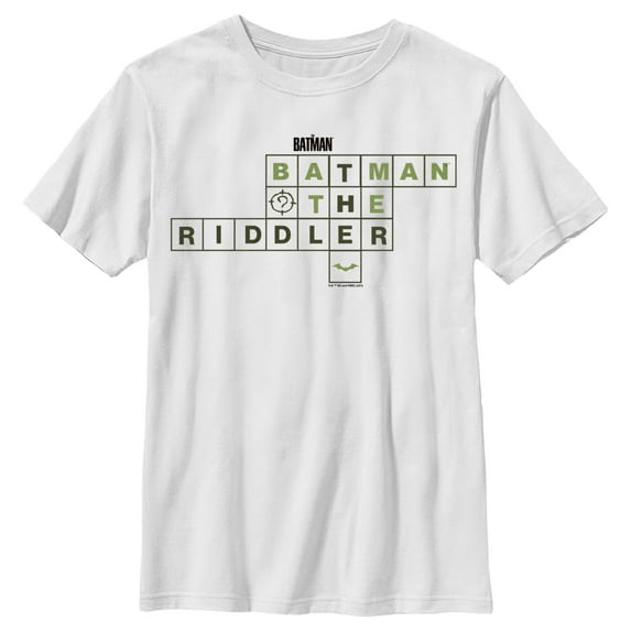 Boy's The Batman Riddler Crossword Puzzle Graphic Tee White X Large