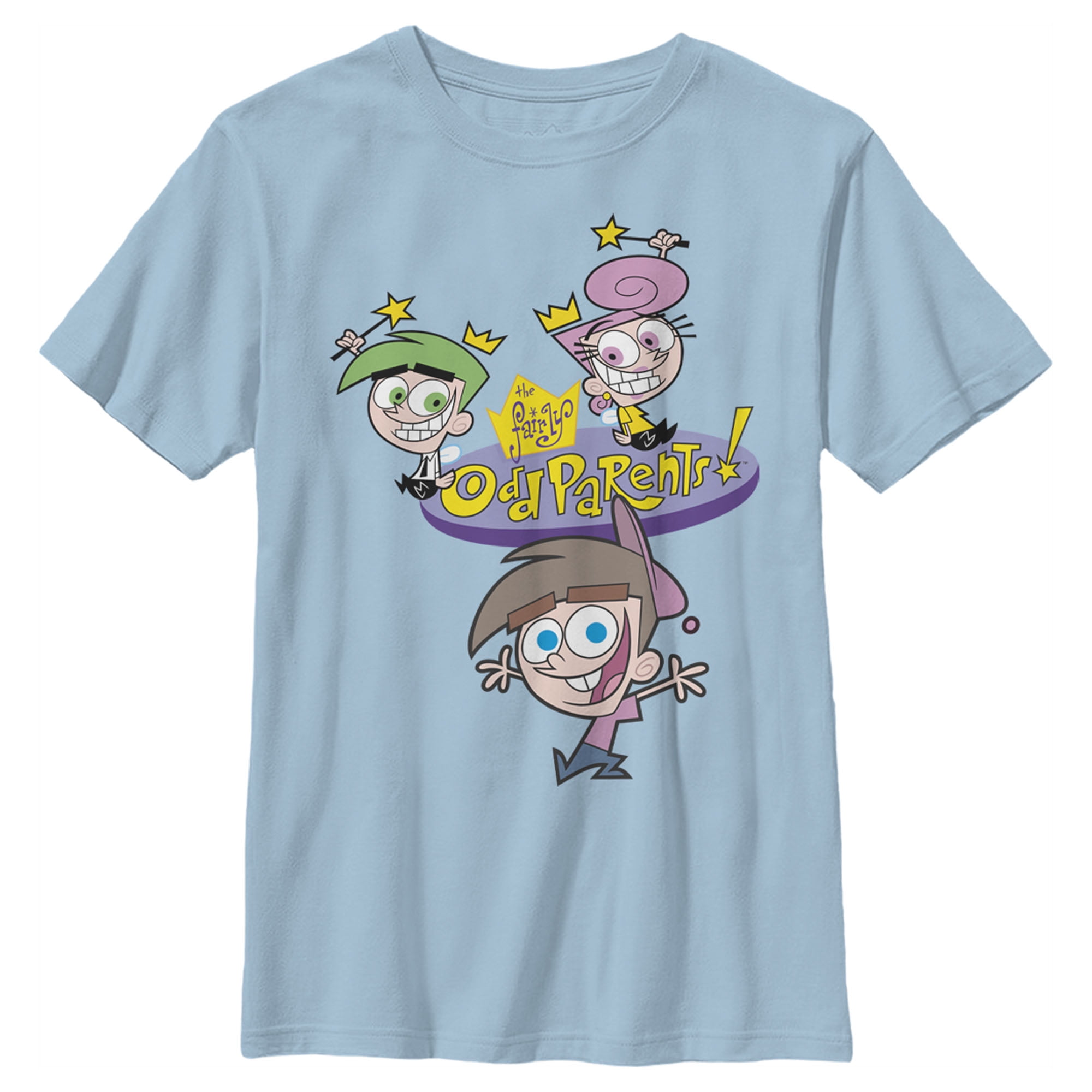 Boy's The Fairly OddParents Timmy Turner and Fairy Godparents Graphic Tee  Light Blue X Large 