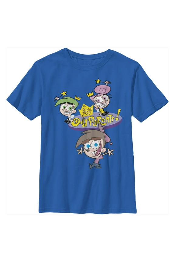 Boy's The Fairly OddParents Timmy Turner and Fairy Godparents Graphic Tee Royal Blue X Large
