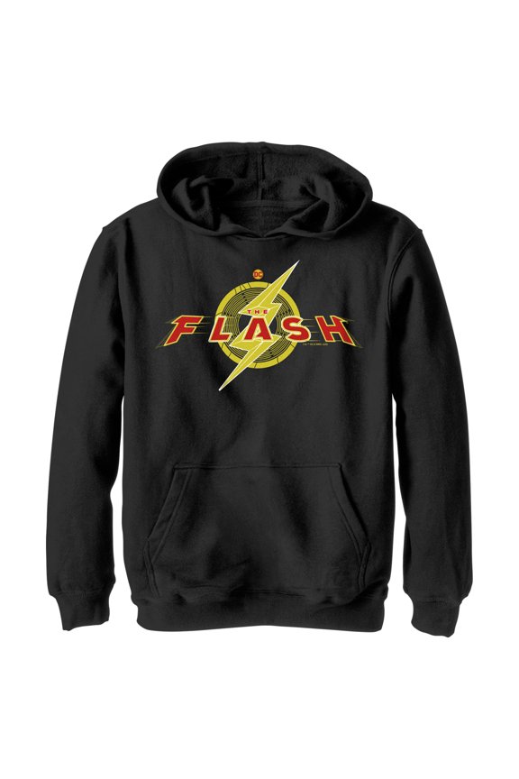Boy's The Flash Animated Logo Pull Over Hoodie Black Medium