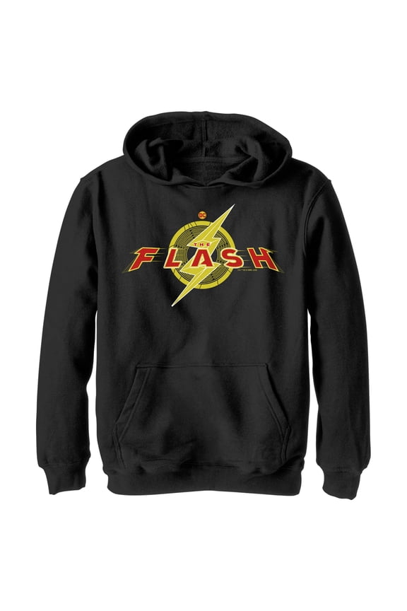 Boy's The Flash Animated Logo Pull Over Hoodie Black X Large