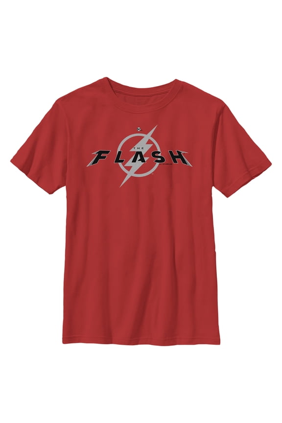 Boy's The Flash Black Official Logo  Graphic Tee Red Small