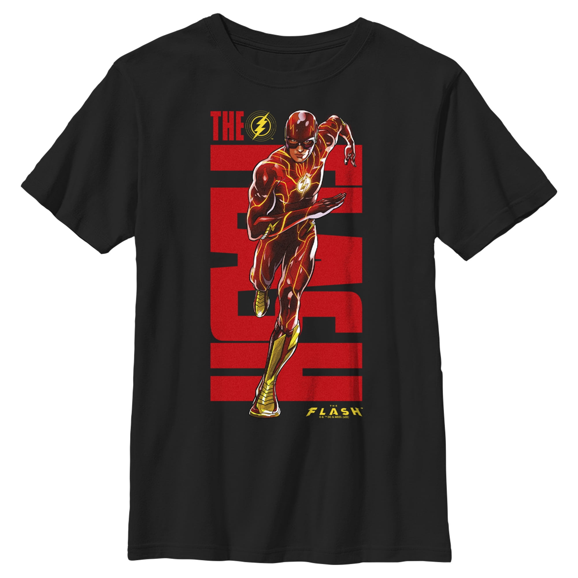 The Flash Boys' Red Logo Graphic Tee, Black, Medium, DC Superhero ...