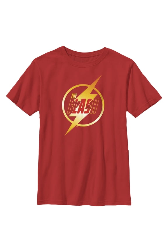 Boy's The Flash Gold Lightning Emblem Graphic Tee Red X Small