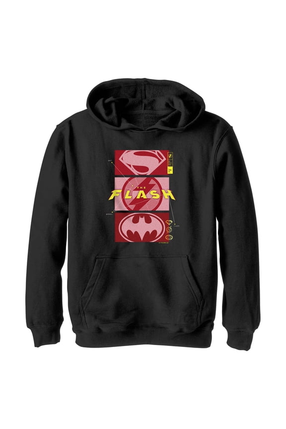 Boy's The Flash Justice Heroes Logo Pull Over Hoodie Black Medium