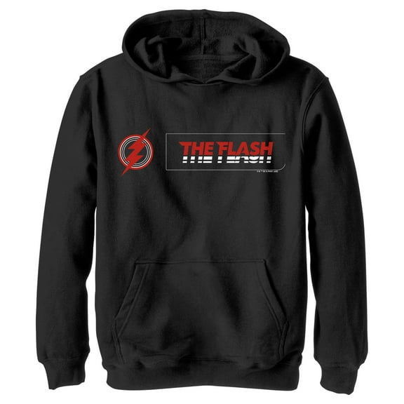 Boy's The Flash Lightning Bolt Title Movie  Pull Over Hoodie Black Medium