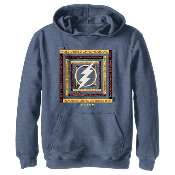 Boy's The Flash Multiverse Chronobowl Pull Over Hoodie Navy Blue Heather Medium