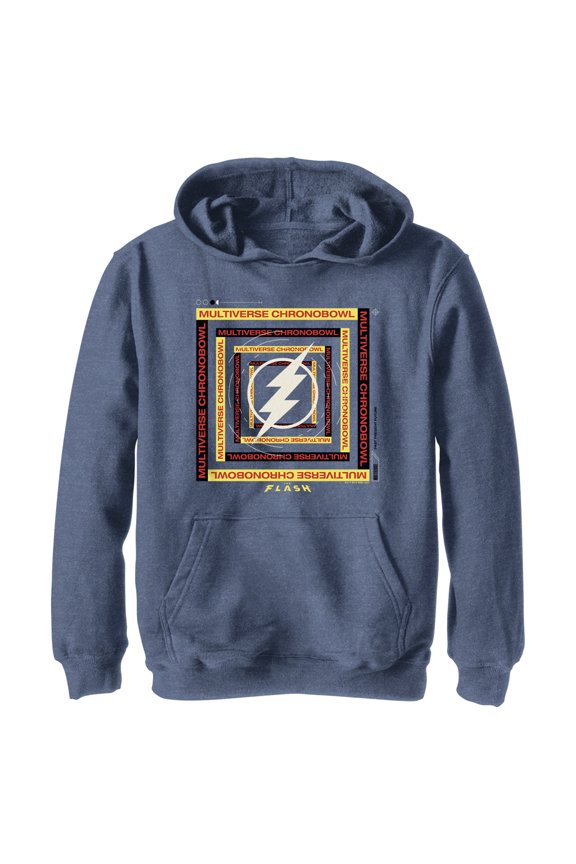 Boy's The Flash Multiverse Chronobowl Pull Over Hoodie Navy Blue Heather Small