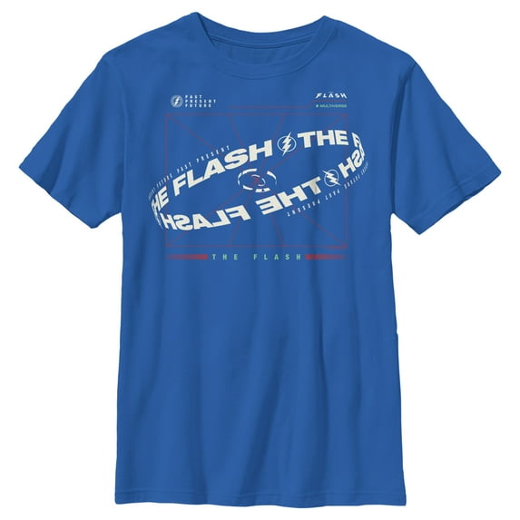 Boy's The Flash Multiverse Curved Logo Graphic Tee Royal Blue X Small