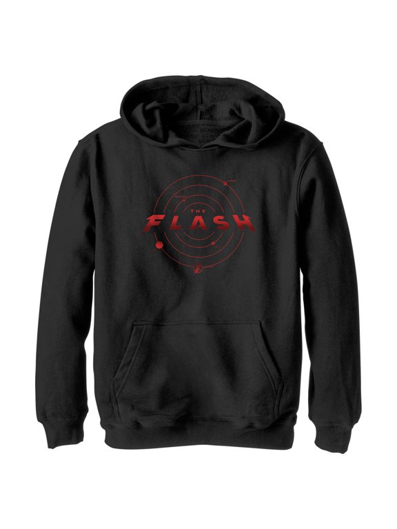 Boy's The Flash Multiverse Logo Pull Over Hoodie Black Small