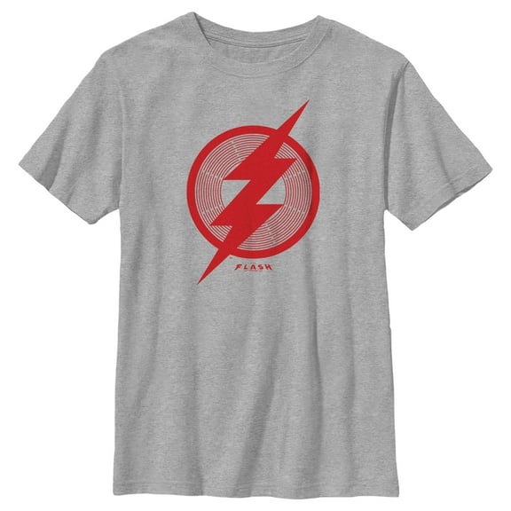 Boy's The Flash Red Lightning Bolt Symbol  Graphic Tee Athletic Heather Small