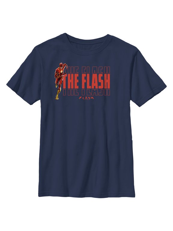 Boy's The Flash Speedster Barry Allen Logo Graphic Tee Navy Blue Medium