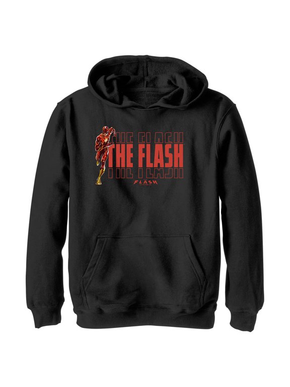 Boy's The Flash Speedster Barry Allen Logo Pull Over Hoodie Black Small