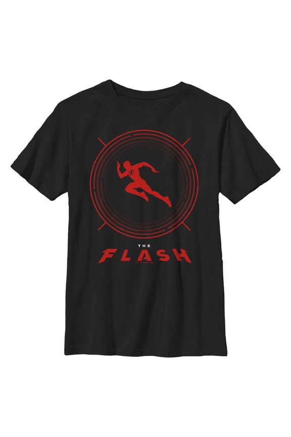 Boy's The Flash Speedster Red Silhouette  Graphic Tee Black Small