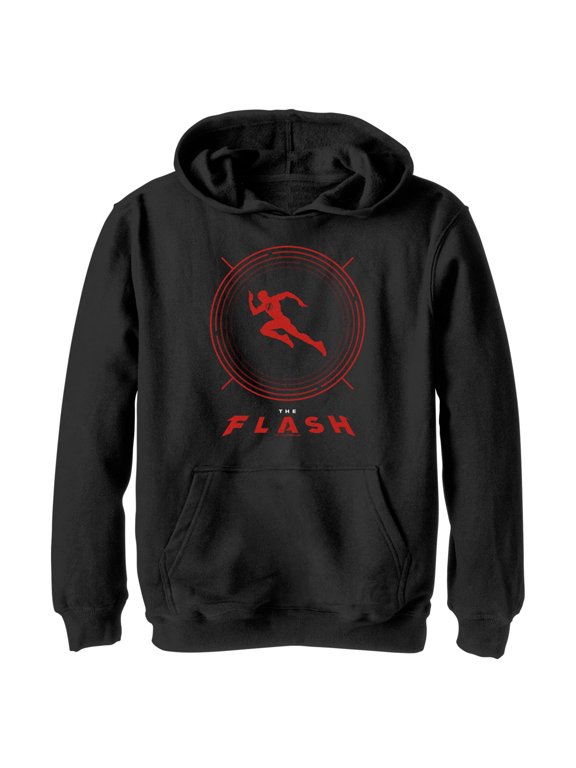 Boy's The Flash Speedster Red Silhouette Pull Over Hoodie Black Small