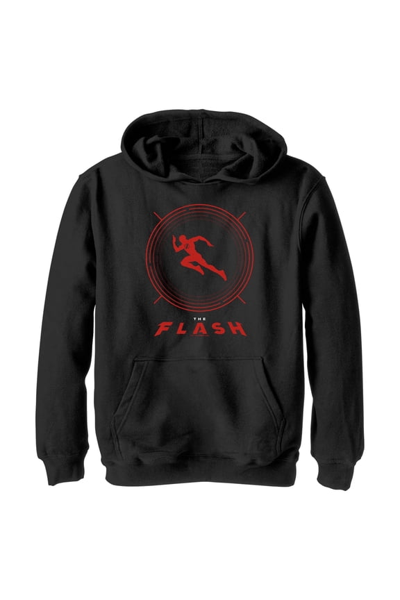 Boy's The Flash Speedster Red Silhouette Pull Over Hoodie Black Small