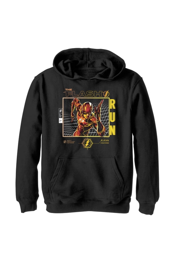 Boy's The Flash Speedster Run  Pull Over Hoodie Black X Large