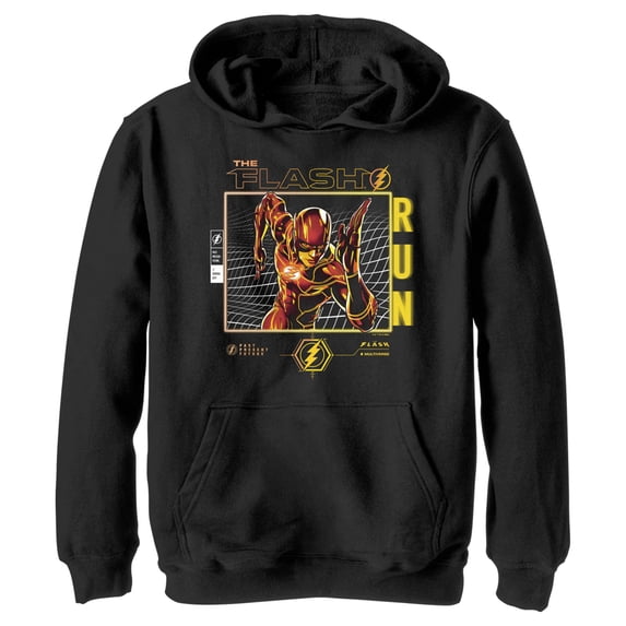 Boy's The Flash Speedster Run Pull Over Hoodie Black X Large
