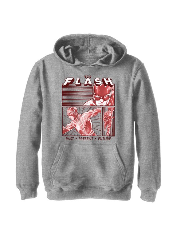Boy's The Flash Speedster Running Through Panels Pull Over Hoodie Athletic Heather Medium